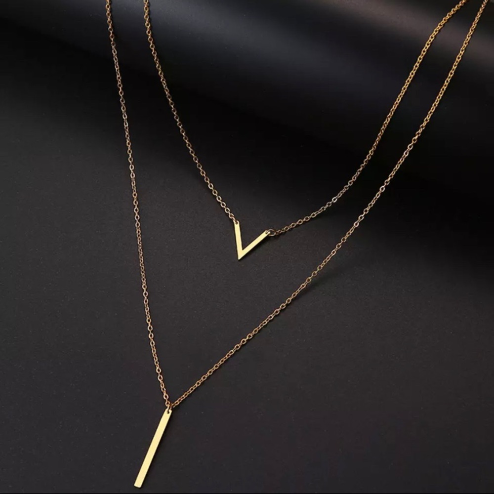 HOST PICK| Multilayer V and Bar S.Steel Necklace Accessory Jewelry